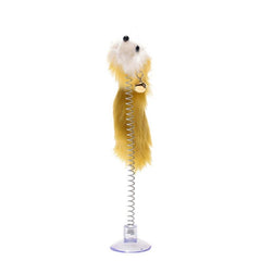 Fake feathery mouse with spring and suction cup | Game for Cats - FANTASY BIG STORE
