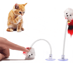 Fake feathery mouse with spring and suction cup | Game for Cats - FANTASY BIG STORE