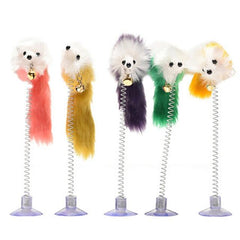 Fake feathery mouse with spring and suction cup | Game for Cats - FANTASY BIG STORE