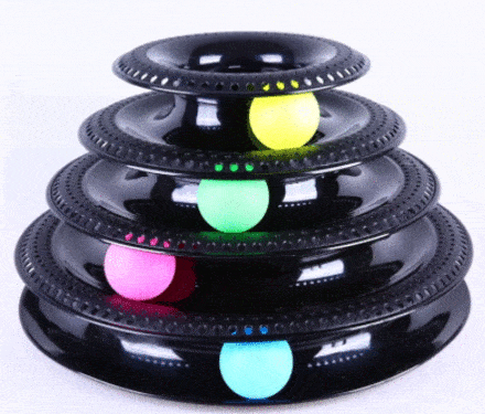 Interactive cats play tower with colored rotating balls | Multilevel game - FANTASY BIG STORE
