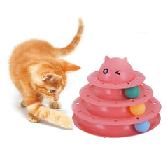 Interactive cats play tower with colored rotating balls | Multilevel game - FANTASY BIG STORE